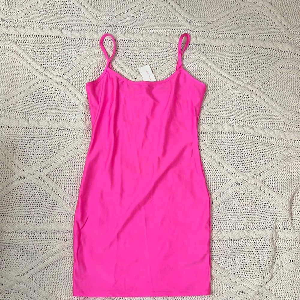 NWT Super Sexy Neon Pink Spandex Mini Dress